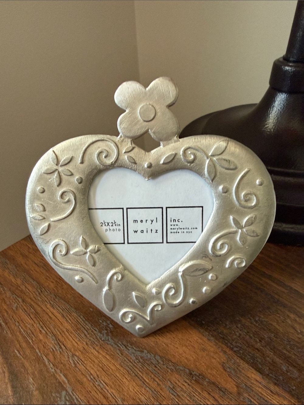 Meryl Waitz Pewter Heart Photo Frame – Made in NYC, 1994